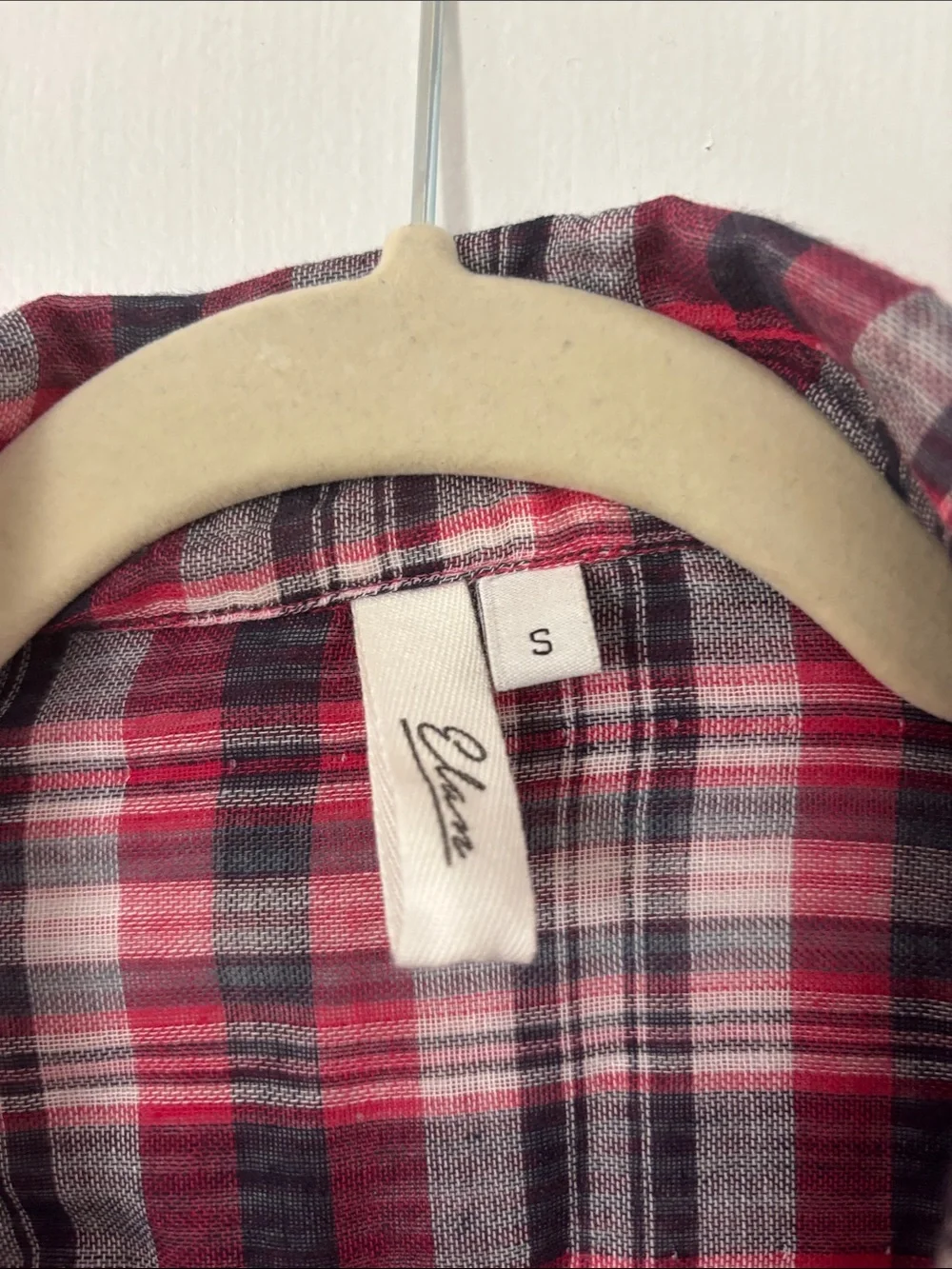 Elan Faint Red and Navy Plaid Shirt